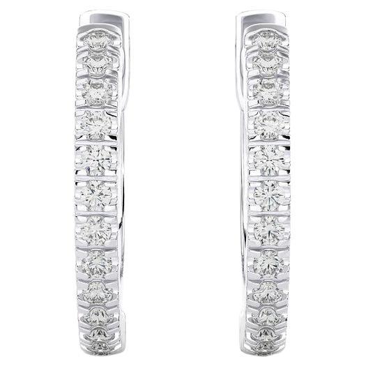 14K White Gold Diamonds Huggie Earring -0.17 CTW For Sale