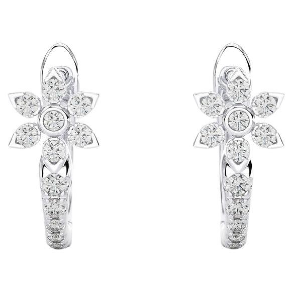 14K White Gold Diamonds Huggie Earring -0.35 CTW For Sale