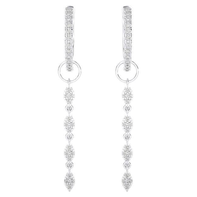 14K White Gold Diamonds Huggie Earring -0.37 CTW For Sale