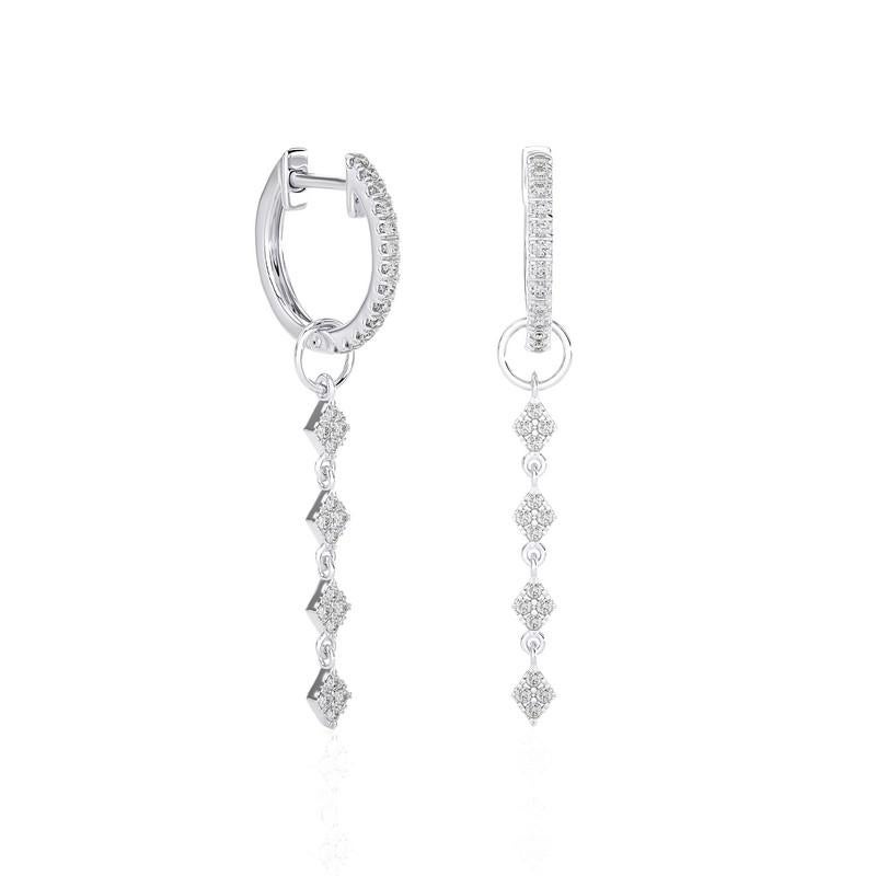 Modern 14K White Gold Diamonds Huggie Earring -0.4 CTW For Sale