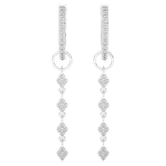 14K White Gold Diamonds Huggie Earring -0.4 CTW For Sale