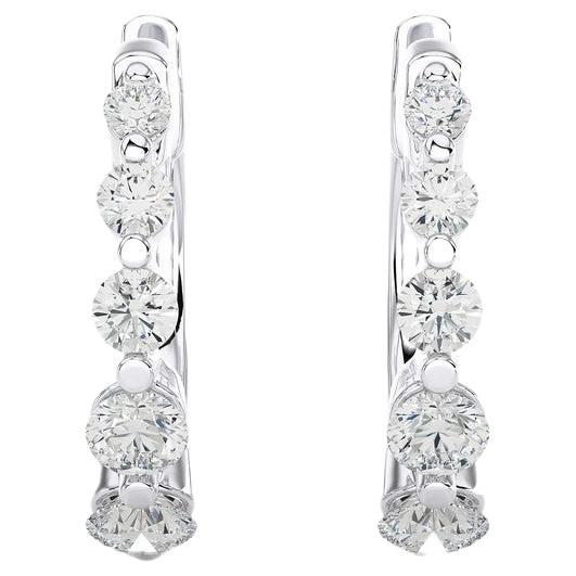 14K White Gold Diamonds Huggie Earring -0.45 CTW For Sale
