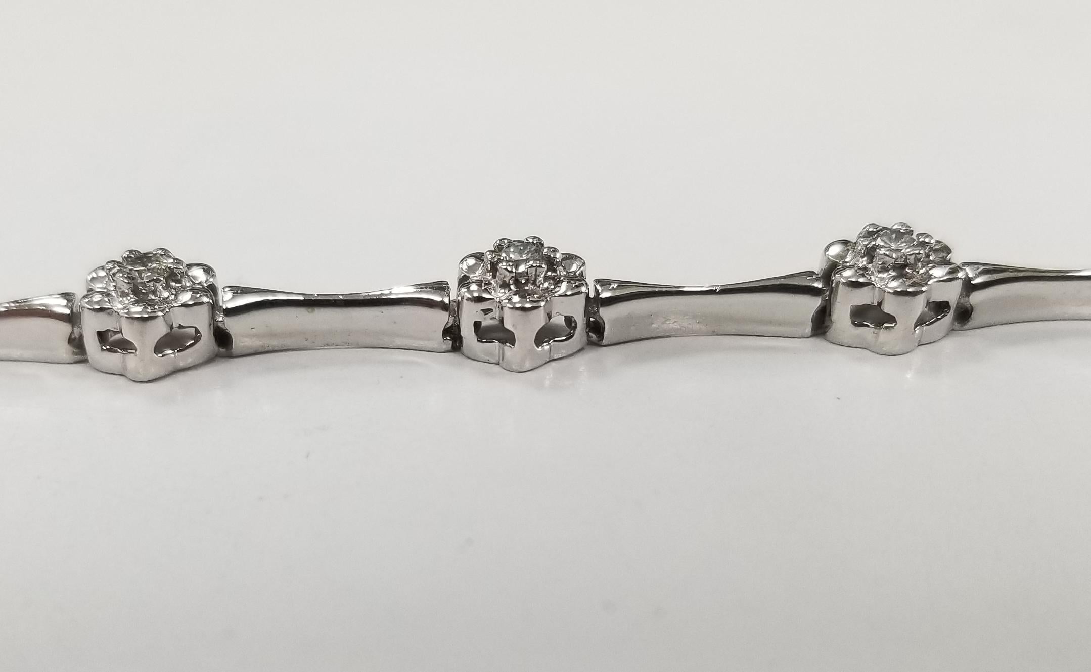 14k white gold diamonds link 