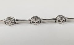 14 Karat White Gold Diamonds Link "Flower" Tennis Bracelet