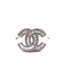 14K Weißgold Doppelter CC-Diamantring