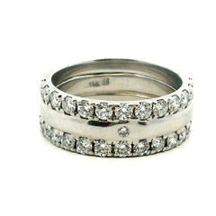 14K White Gold Double Diamond Band, 2.62 Carats, Size 9