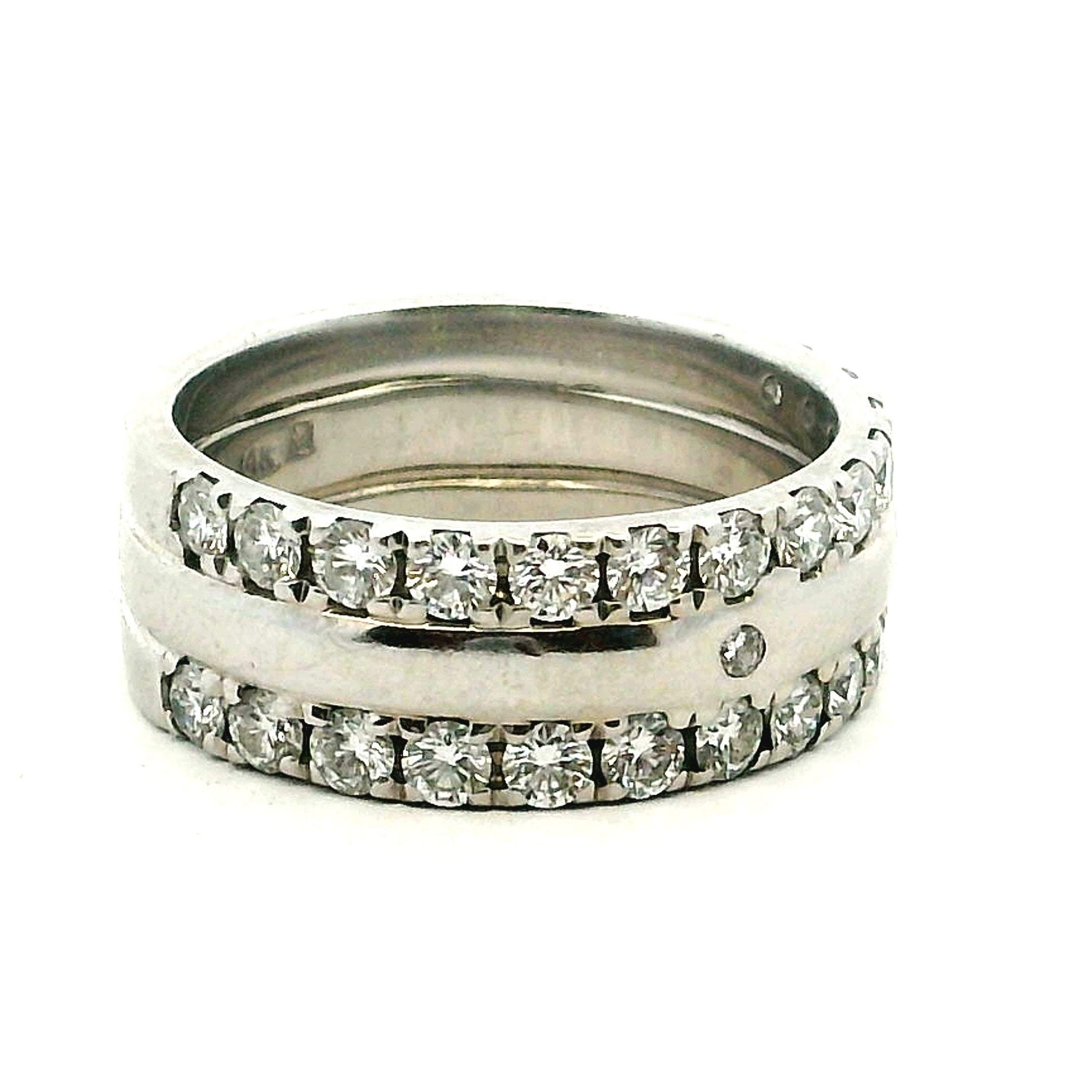 Contemporaneo Fascia con doppio diamante in oro bianco 14K, 2,62 carati, misura 9 in vendita