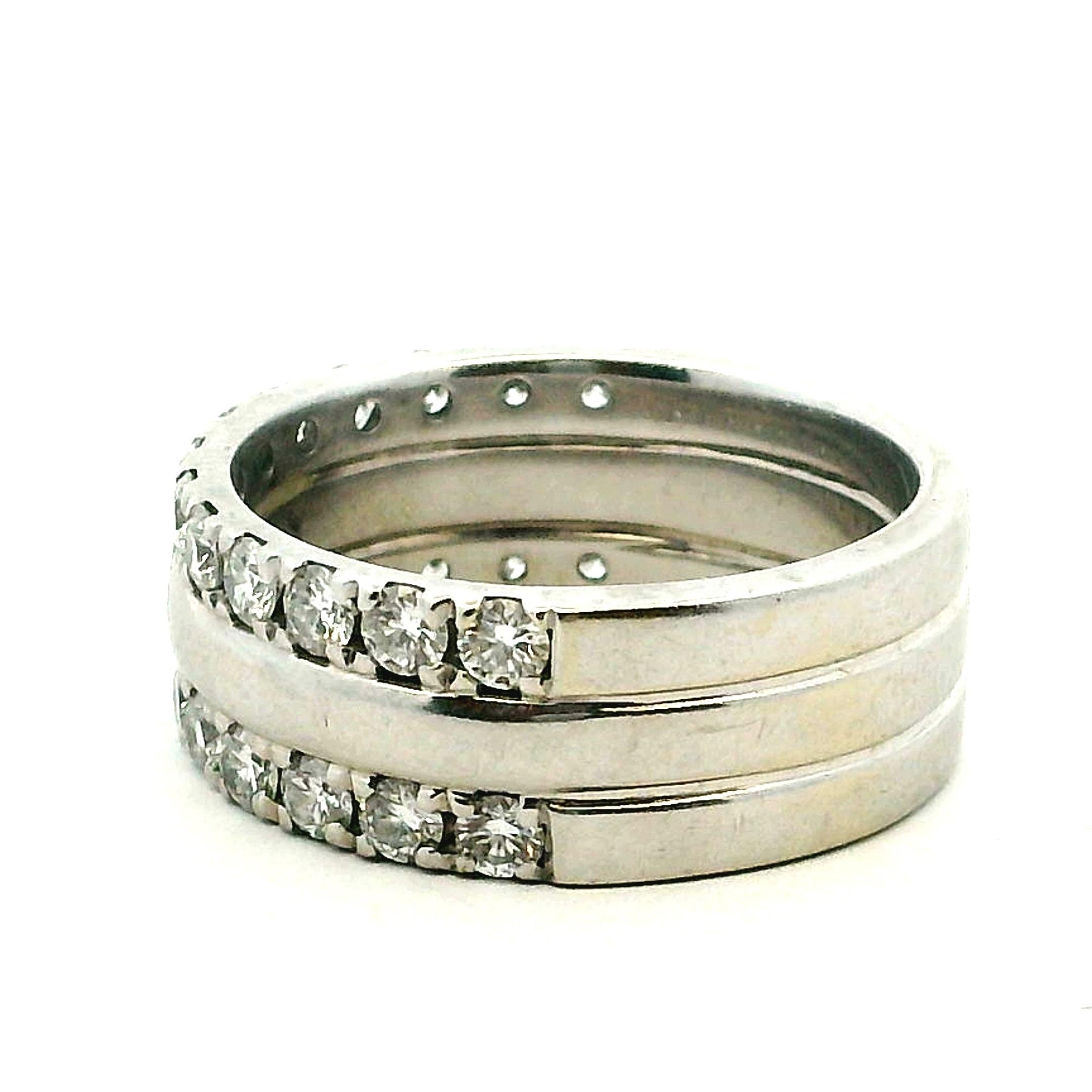 da uomo o donna Fascia con doppio diamante in oro bianco 14K, 2,62 carati, misura 9 in vendita