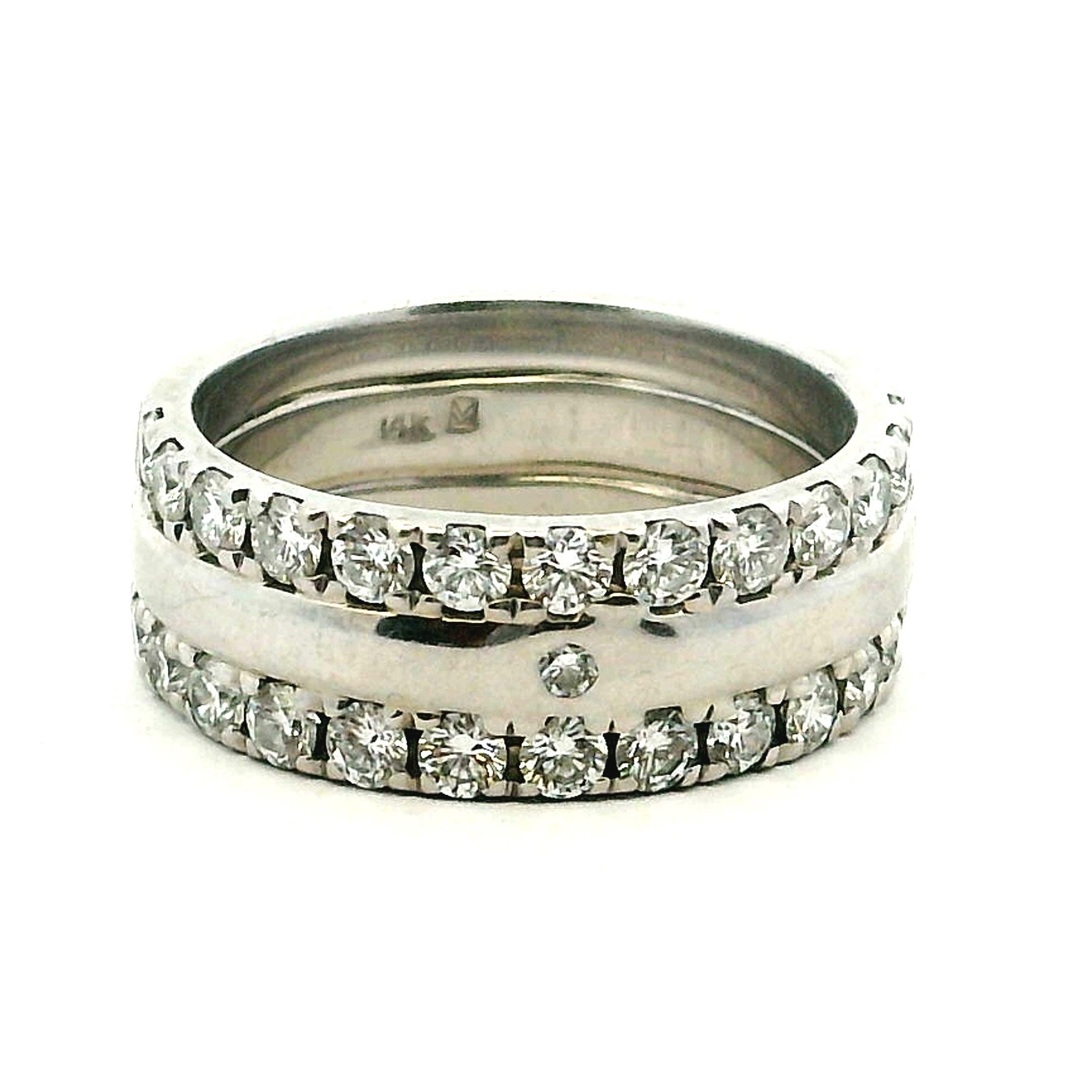 Fascia con doppio diamante in oro bianco 14K, 2,62 carati, misura 9 in vendita 1