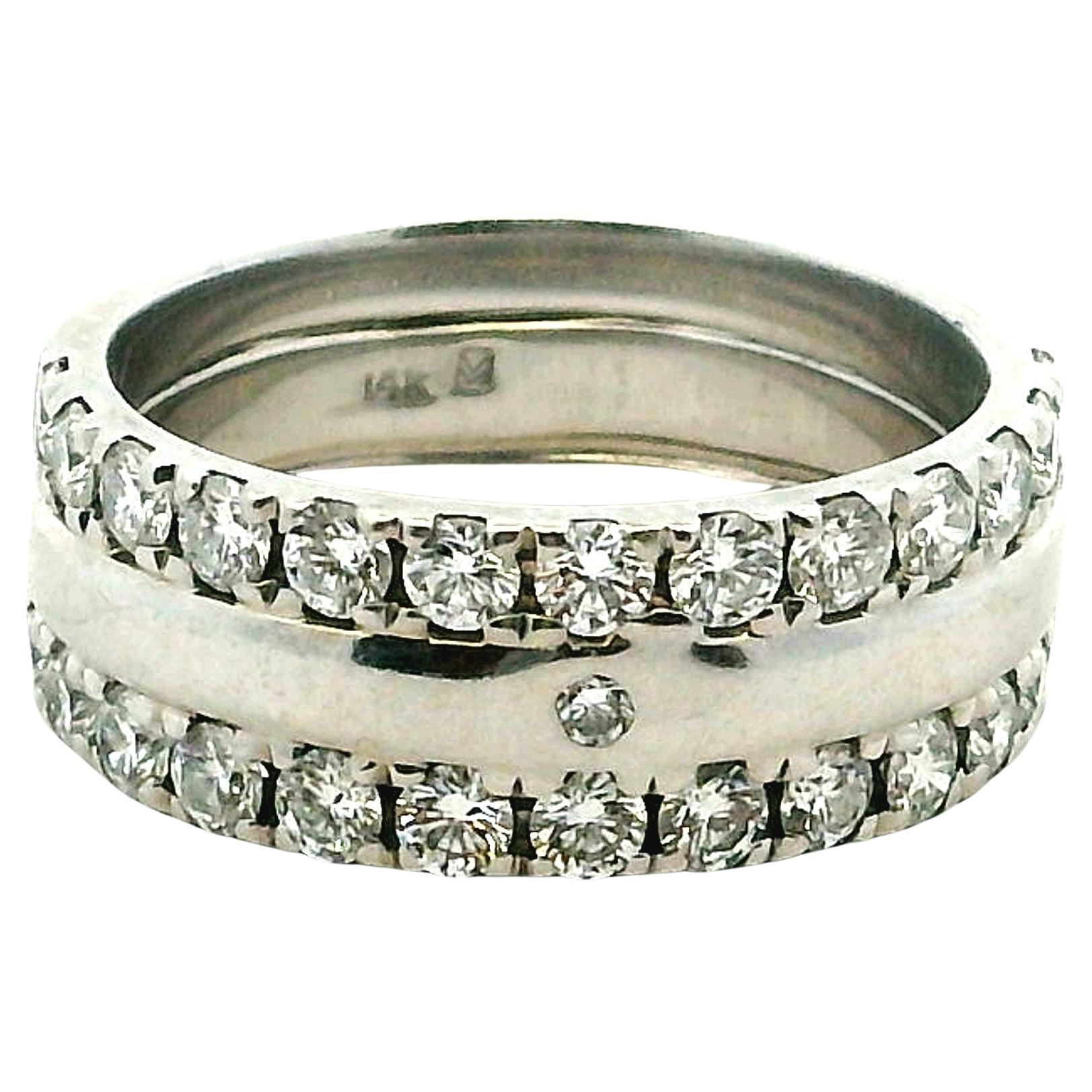 Fascia con doppio diamante in oro bianco 14K, 2,62 carati, misura 9