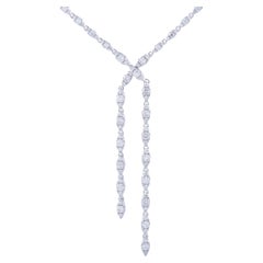 14K White Gold Double Drop Diamond Necklace