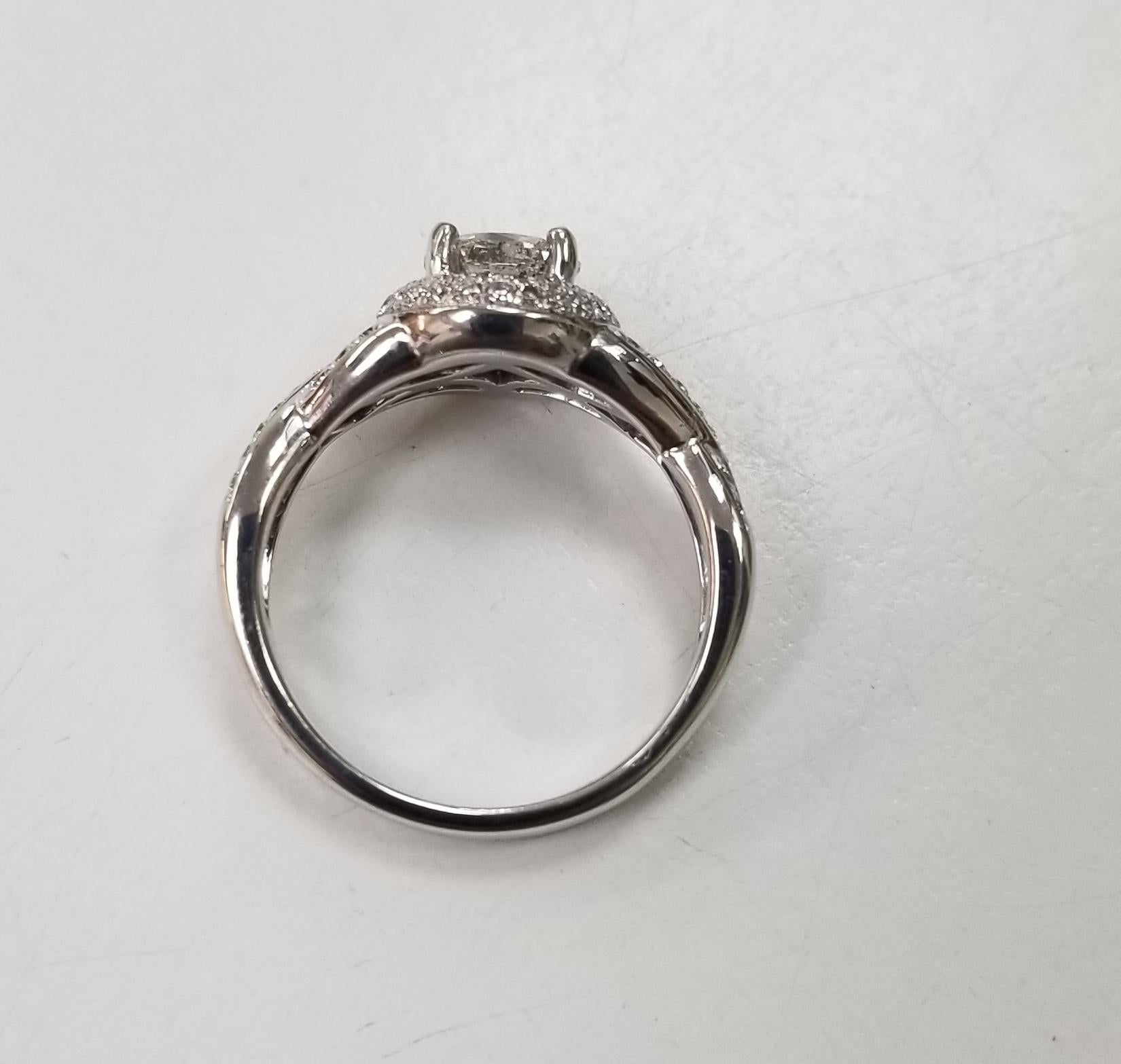 14 Karat White Gold Double Halo Ring Total Weight 1.50 Carat In New Condition In Los Angeles, CA
