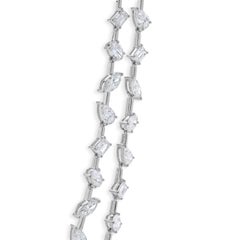 14k White Gold Double Row Multi-Shaped Diamond Necklace