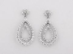 Pendientes de diamantes en forma de lágrima doble de oro blanco de 14 quilates
