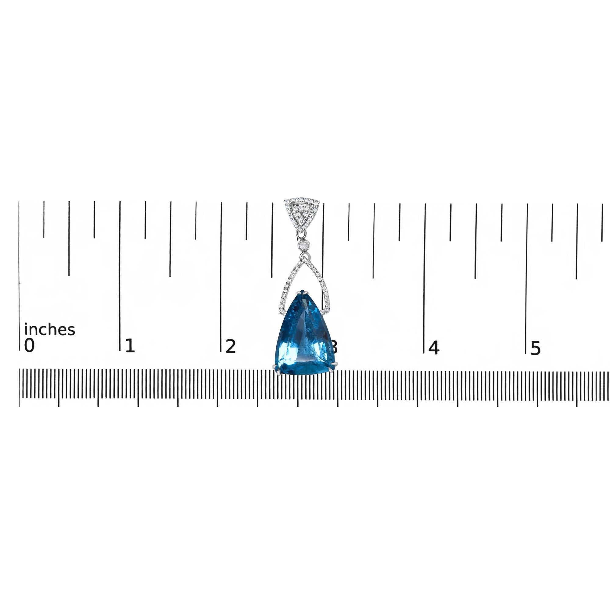 Round Cut 14K White Gold Earrings 4/5 Cttw Diamond and Blue Topaz Drop and Dangle Earrings For Sale