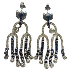 14K White Gold Earrings With Sapphires 