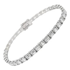 Bracciale da tennis in oro bianco 14K con diamanti naturali taglio smeraldo 8,15 carati