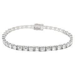 14K White Gold East-West Emerald-Cut Diamond Bracelet