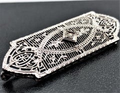 14 Karat White Gold Edwardian Diamond Pin