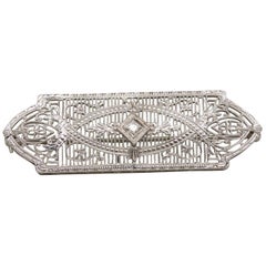 14 Karat White Gold Edwardian Diamond Pin