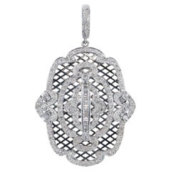 14k White Gold Edwardian Inspired 1.61ctw Diamond Pendant
