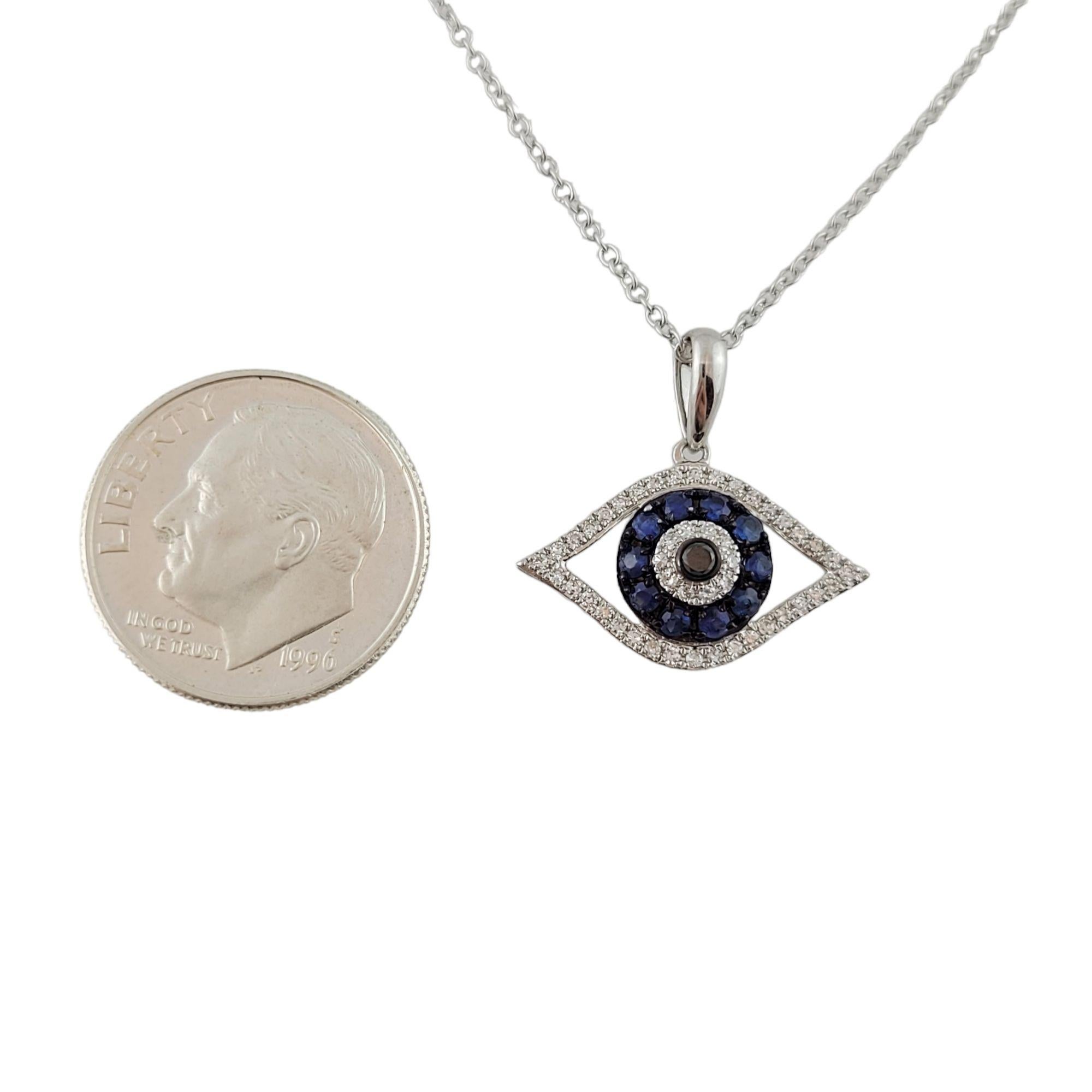 Vintage 14K White Gold Effy Chain and Diamond Sapphire Eye Pendant

46 gorgeous single cut diamonds and 11 blue sapphires embedded in 14K white gold to represent an eye paired with a beautiful 14k white gold Effy chain!

Diamond weight: .28