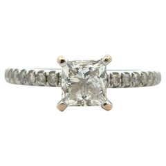 14k White Gold EGL Certified 0.91ct Princess Cut Diamond Engagement Ring
