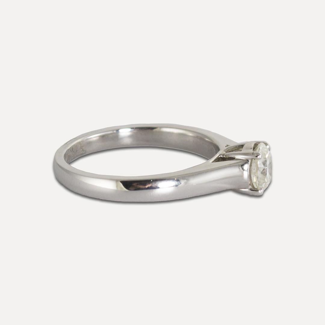 Round Cut 14K White Gold EGL Certified Diamond Solitaire Ring 1.05ct For Sale