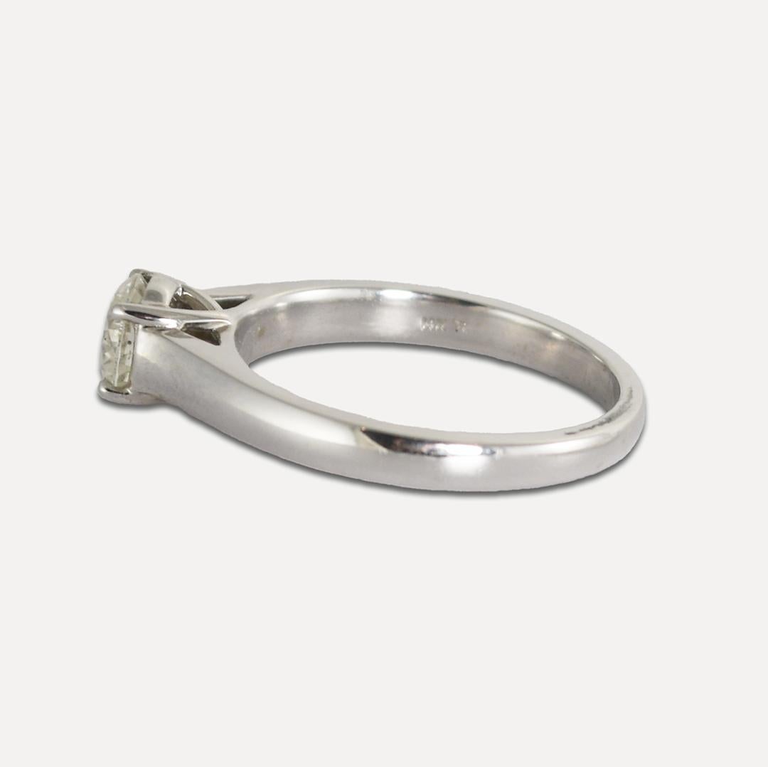 Women's or Men's 14K White Gold EGL Certified Diamond Solitaire Ring 1.05ct For Sale
