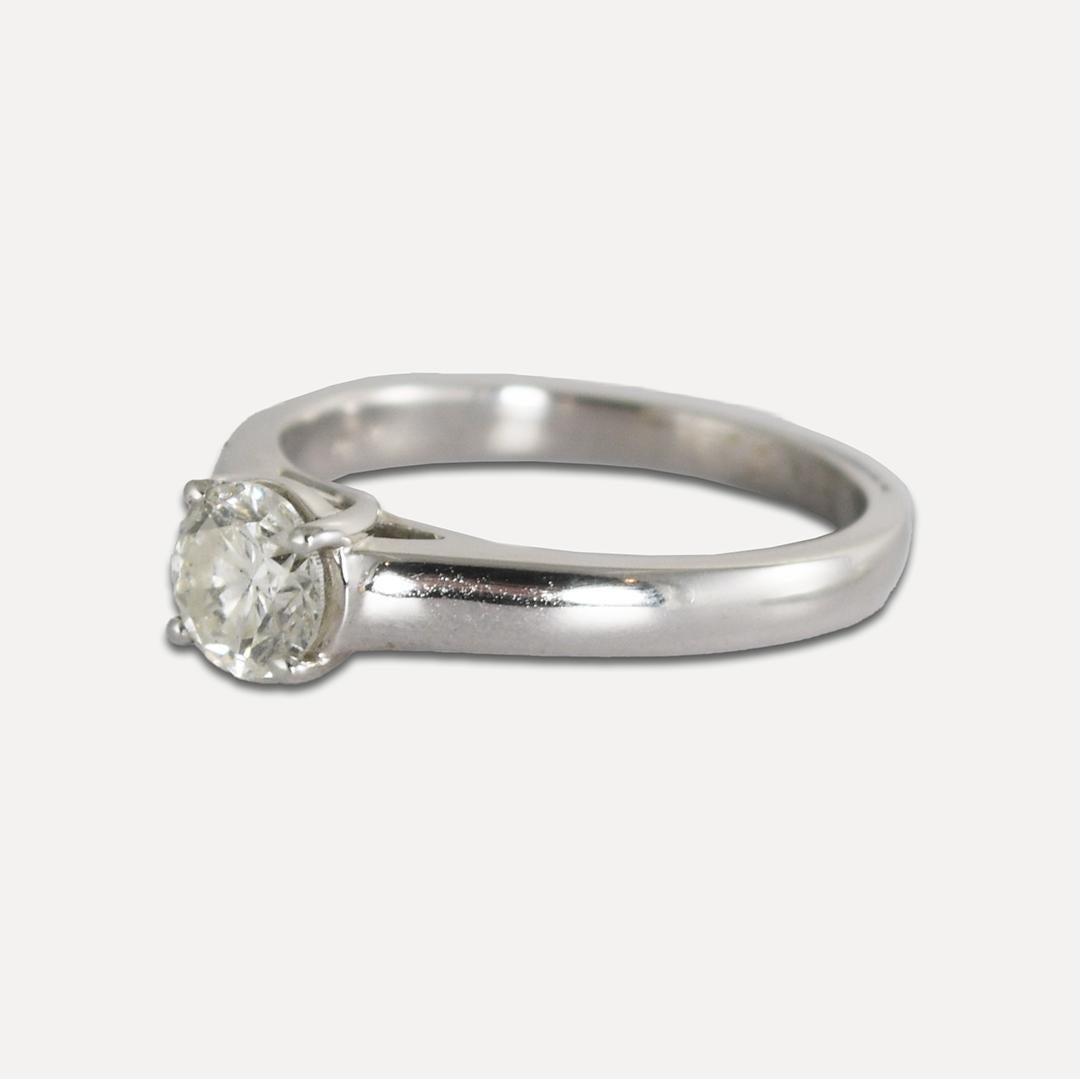 14K White Gold EGL Certified Diamond Solitaire Ring 1.05ct For Sale 1