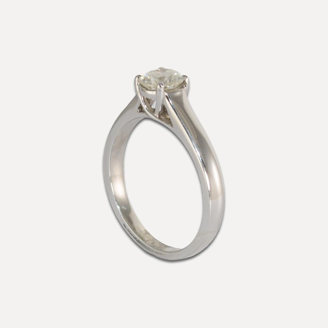 14K White Gold EGL Certified Diamond Solitaire Ring 1.05ct For Sale 2