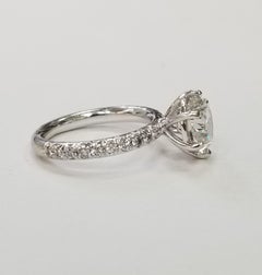 EGL Certificado F color SI2 claridad Ronda 3,00 quilates 14k Pave' Anillo de diamantes