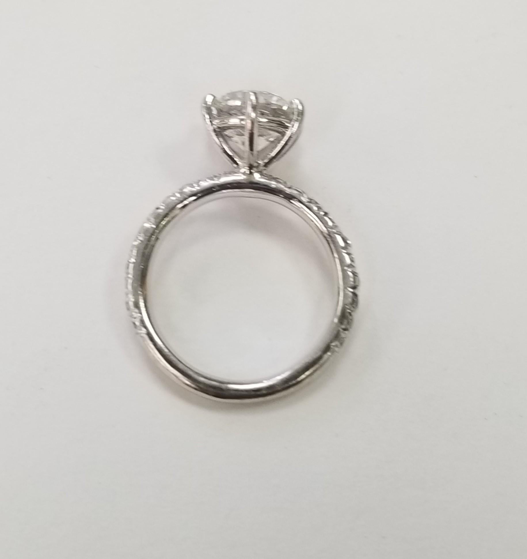 Round Cut EGL Certified F color SI2 clarity Round 3.00 Carat 14k Pave' Diamond Ring For Sale