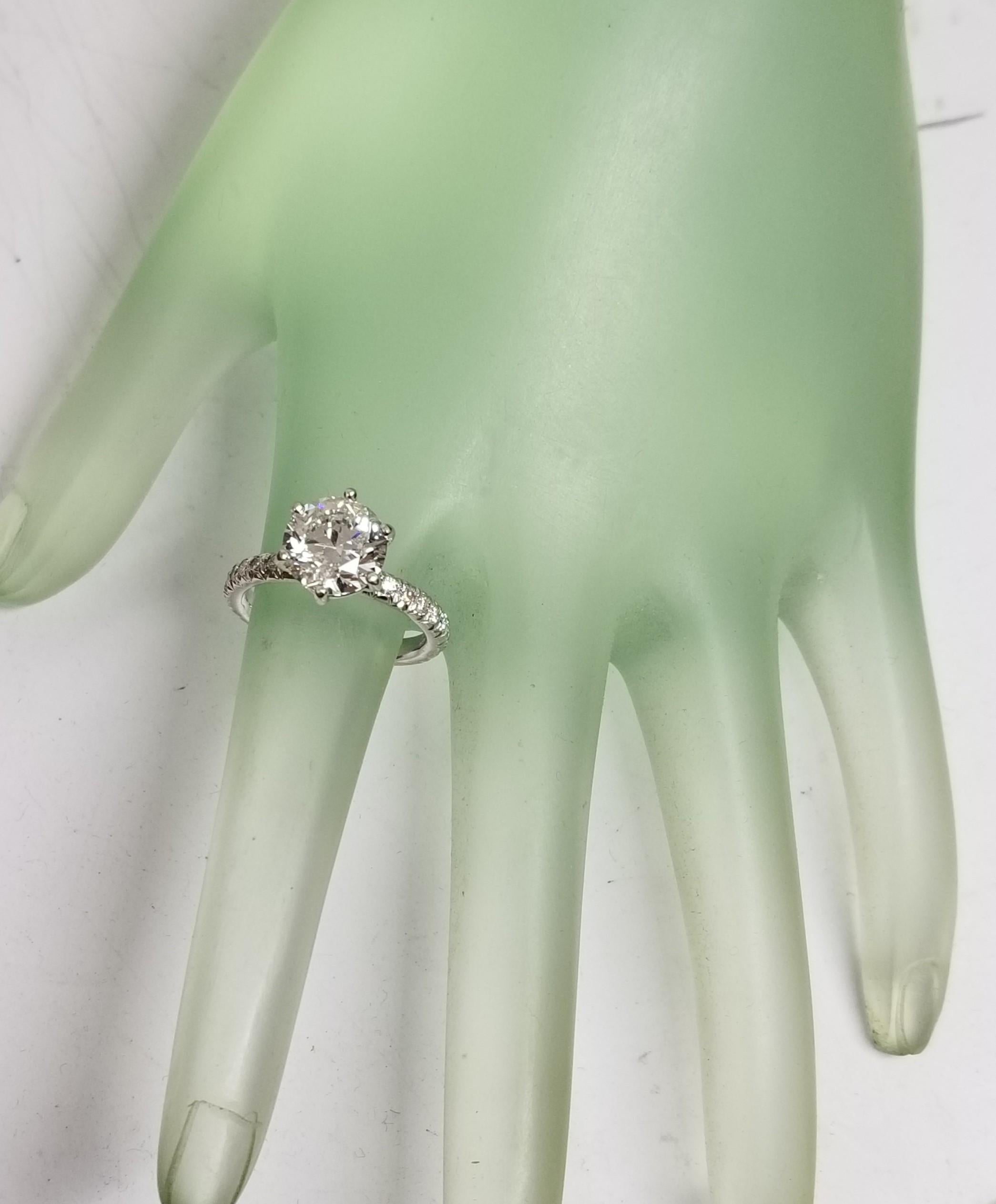 EGL Certified F color SI2 clarity Round 3.00 Carat 14k Pave' Diamond Ring In Excellent Condition For Sale In Los Angeles, CA