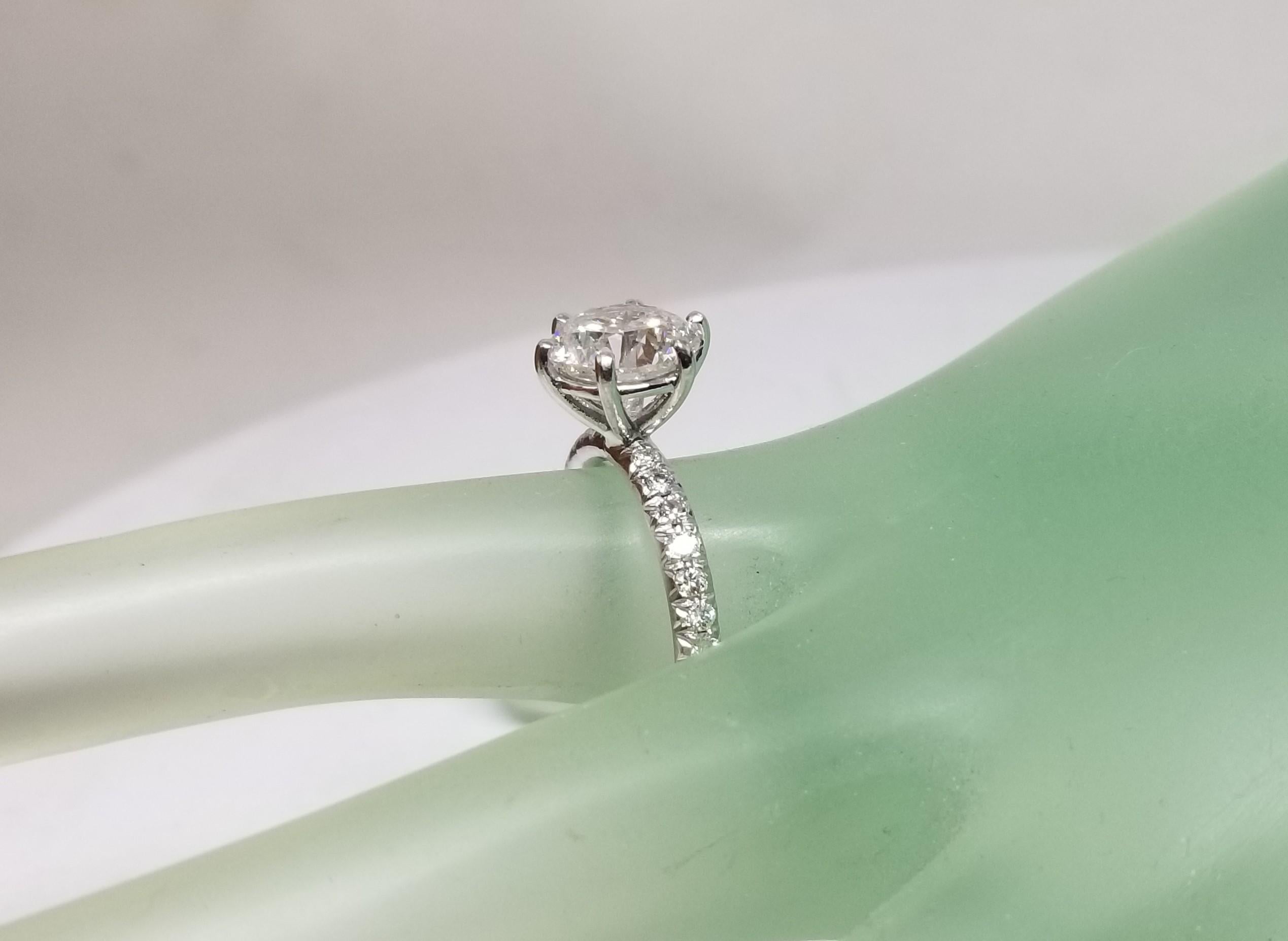 EGL Certified F color SI2 clarity Round 3.00 Carat 14k Pave' Diamond Ring For Sale 1