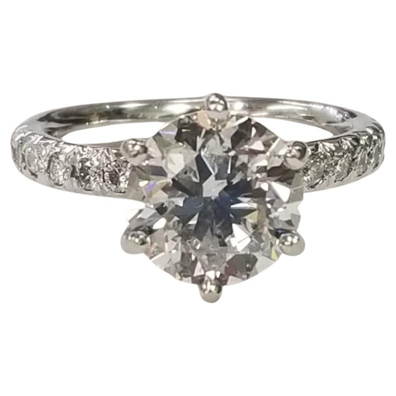EGL Certified F color SI2 clarity Round 3.00 Carat 14k Pave' Diamond Ring