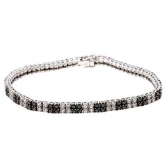Bracelet élégant en or blanc 14 carats avec diamants noirs et blancs, App. 5,18 TCW