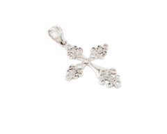 14k White Gold Elegant Diamond Cross Pendant