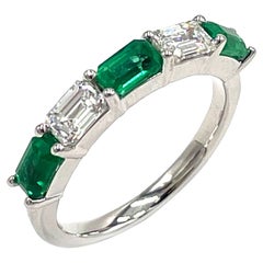 14K White Gold Emerald and Diamond Ring