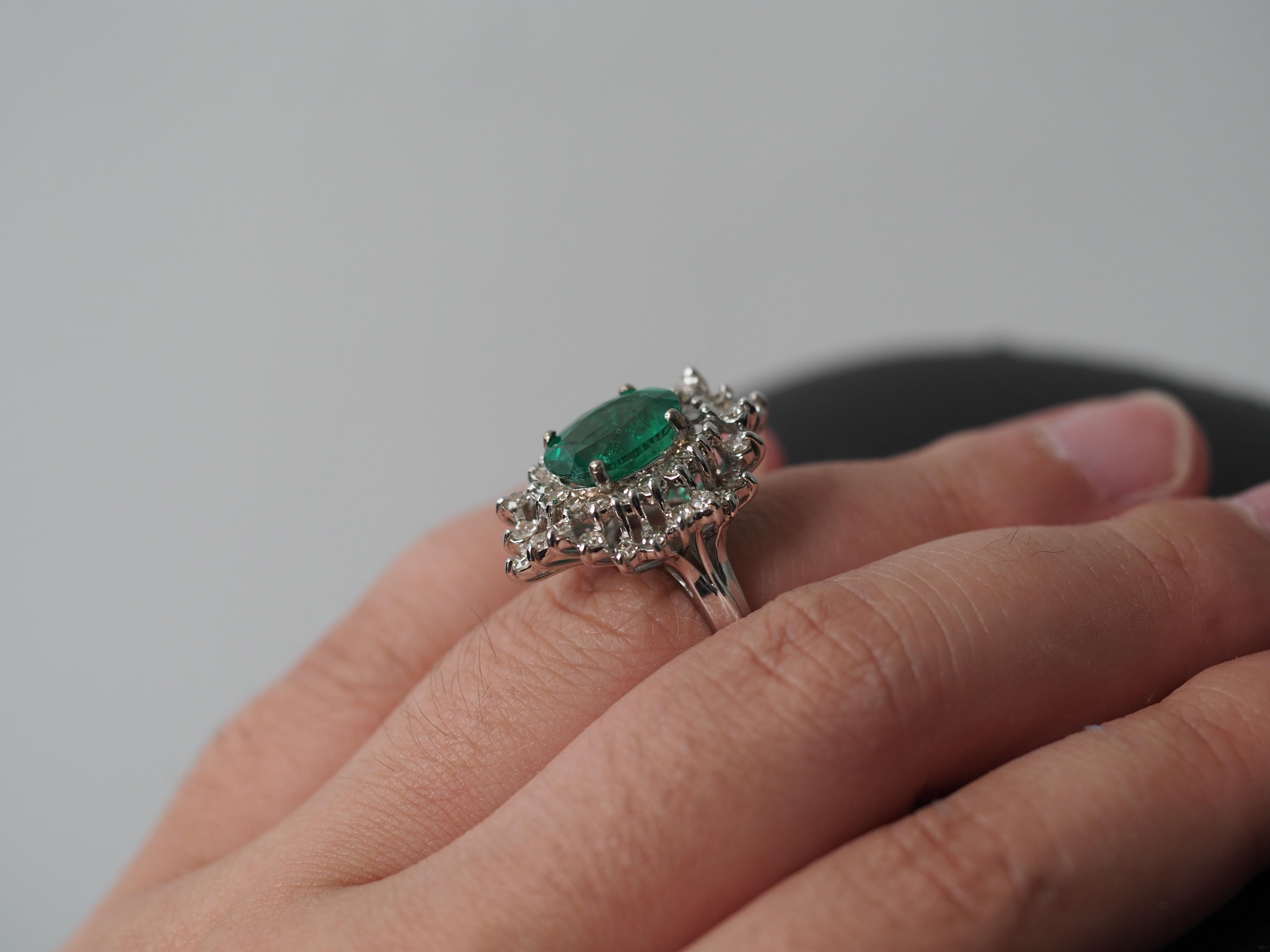 Item Details:
Ring Size:
Metal Type: 14K White Gold [Hallmarked, and Tested]
Weight: 7.5 grams

Center Stone: Natural Emerald with GIA Report.

GIA Report #5221950722

Type: Natural Emerald

Treatment: F1 Minor

Size: 3.00ct (Approximate)

Side