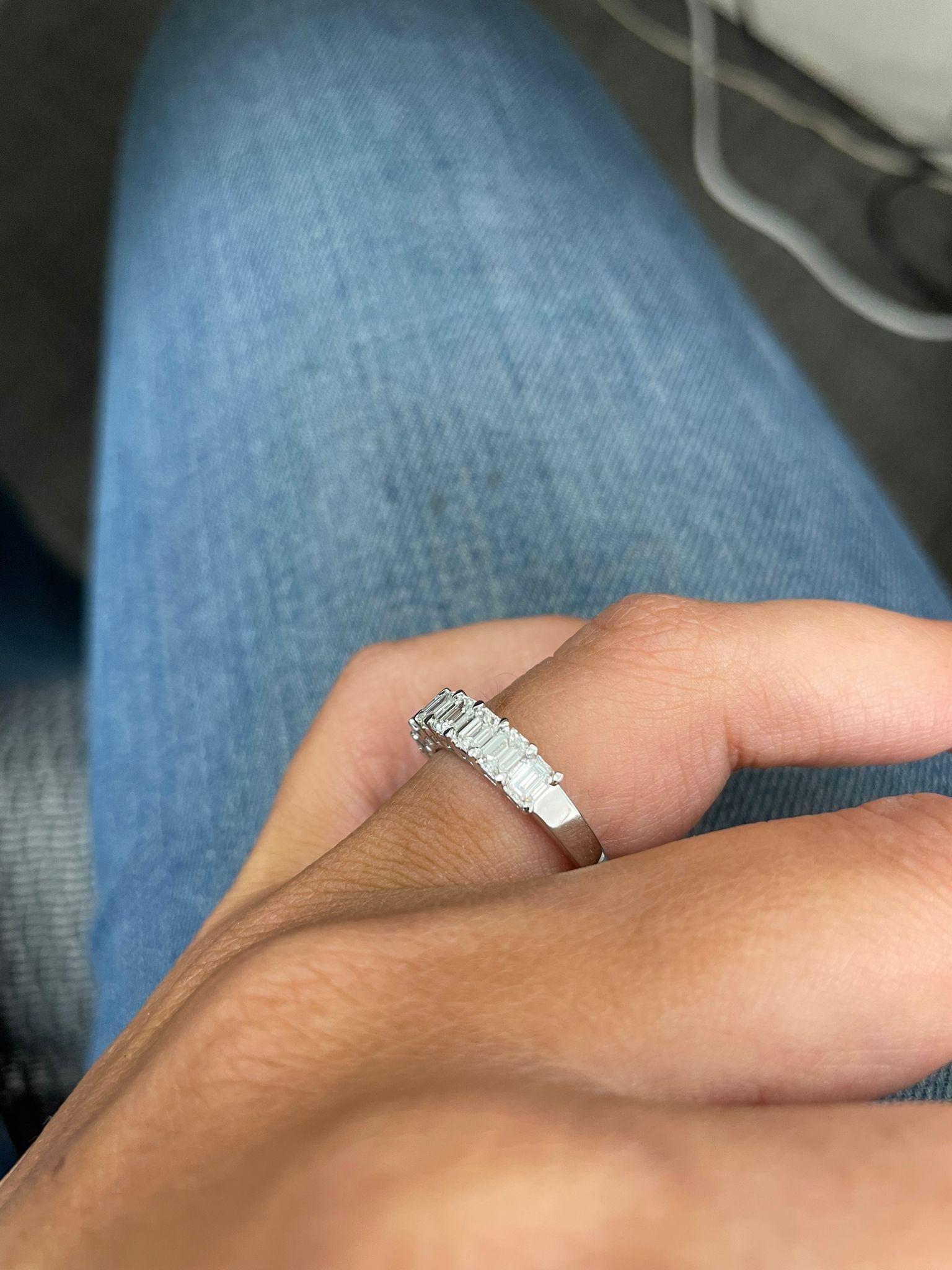 Contemporary 14K White Gold Emerald Cut 1.00ct Diamond Ring for Her For Sale