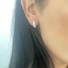 14K White Gold Emerald-Cut 1.60ct Diamond Huggies for Her