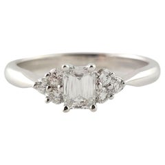 14K White Gold Emerald Cut Diamond Engagement Ring #16540