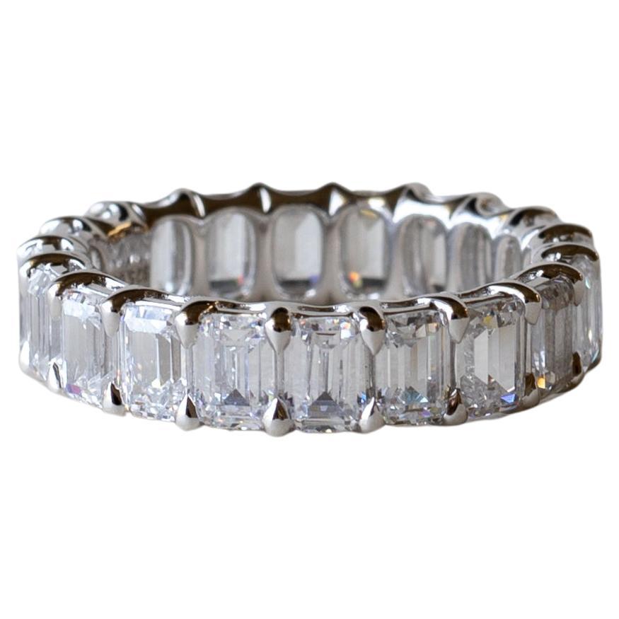 14k White Gold Emerald Cut Diamond Eternity Band For Sale