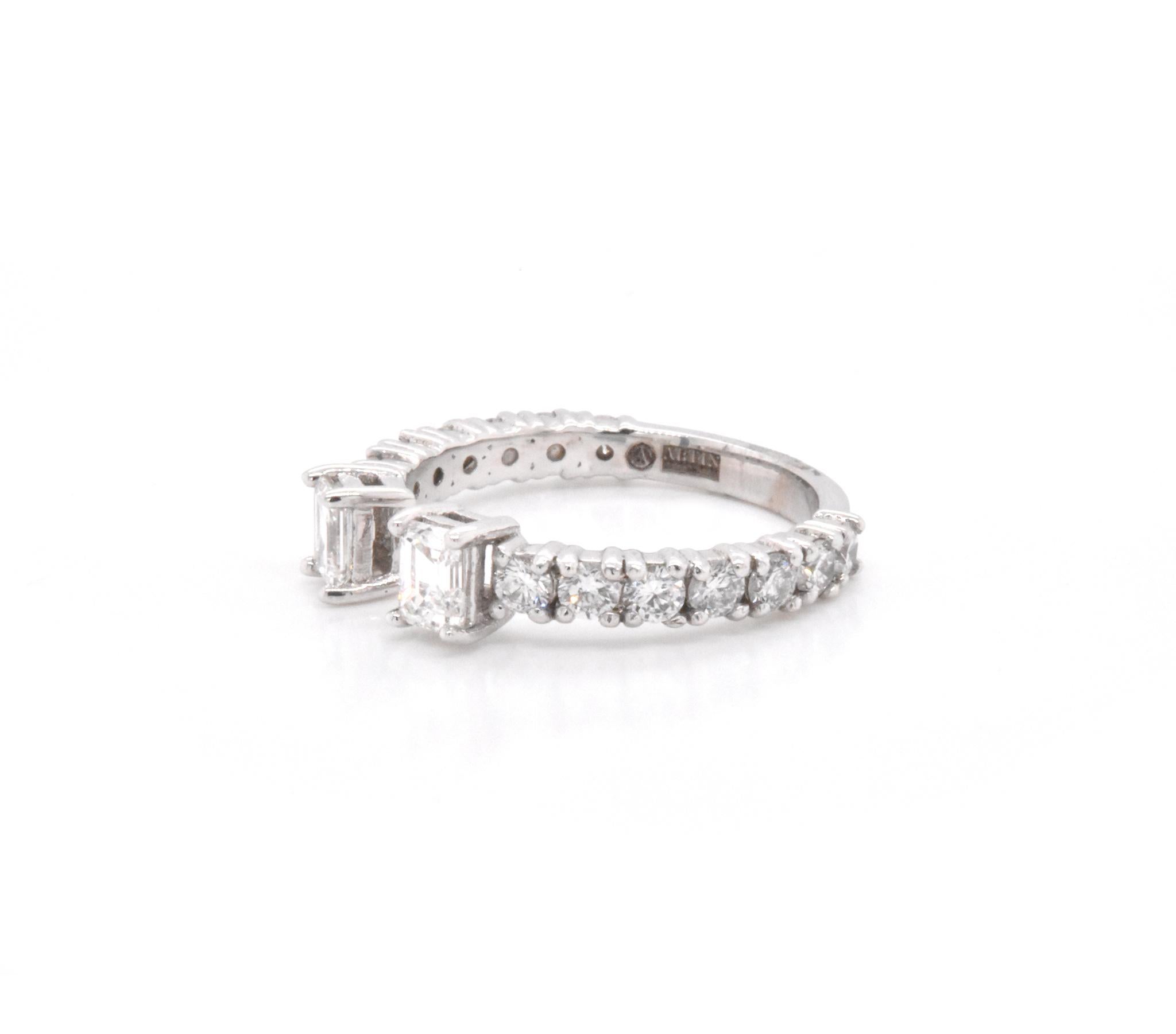 14 Karat White Gold Emerald Cut Diamond Ring In Excellent Condition In Scottsdale, AZ