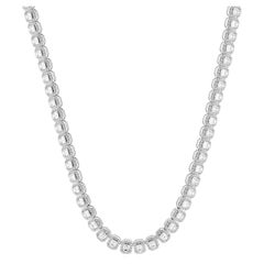 14k White Gold Emerald Cut Diamond Tennis Necklace