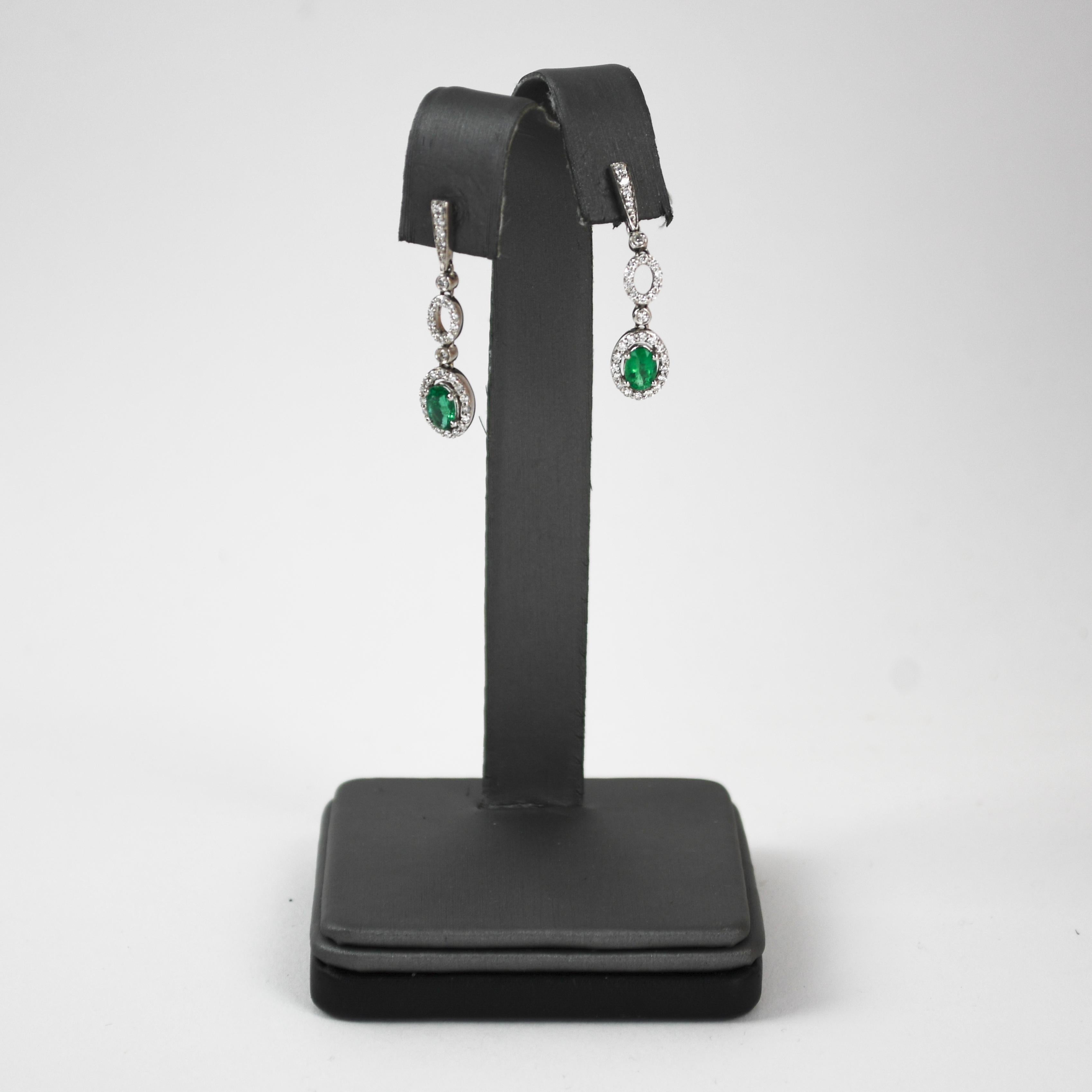 Parure émeraude et diamant en or blanc 14K en vente 1