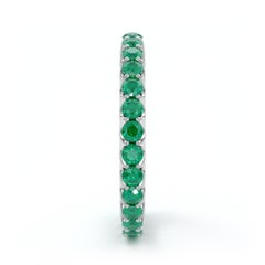 14 Karat Gold Emerald Eternal Fit Eternity Band Features 1.54 Carat of Green