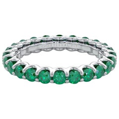 14K White Gold Emerald Eternal Fit Eternity Band Features 2.65 Carat of Green