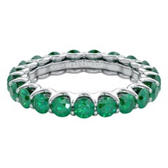 14K White Gold Emerald Eternal Fit Eternity Band Features 3.26 Carat of Green